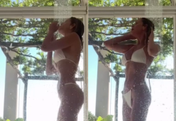 Alessia Marcuzzi in vacanza: il video hot in bikini sotto la doccia