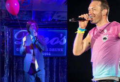 Chris Martin camuffato si esibisce con “All My Love” a Las Vegas