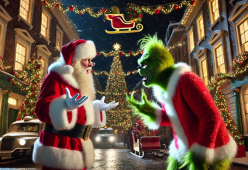 Babbo Natale e il Grinch si prendono a botte per strada: il video