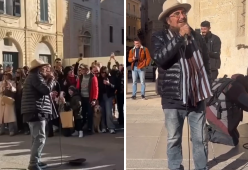 Al Bano si finge artista di strada e canta in incognito a Lecce