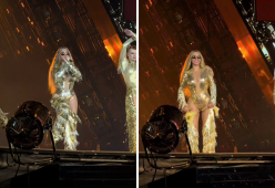 A Beyoncé cadono i pantaloni durante il concerto: la sua reazione