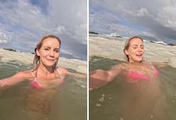 Influencer nuota spensierata in mare, poi le dicono: “Quella è fogna”