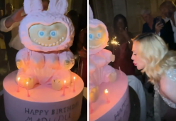Madonna festeggia 67 anni in Toscana: la torta è un Labubu gigante