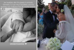 Morise e Bartolini di nuovo genitori: è nato Geremia