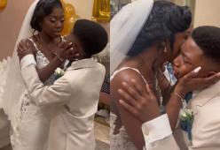 Bambino vede la mamma in abito da sposa e scoppia a piangere