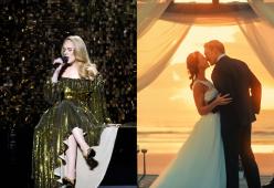 Adele firma l’abito della sposa durante un concerto