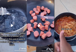 Un giovane senzatetto mostra su Tik Tok come si cucina per strada 
