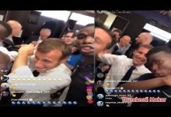 Macron scatenato negli spogliatoi dopo la vittoria del Mondiale