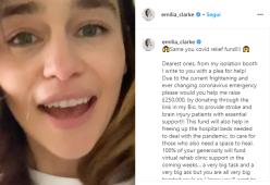 Emilia Clarke offre una cena virtuale con lei a chi dona fondi