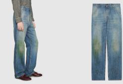 Questi jeans di Gucci con finte macchie d'erba costano 650 euro
