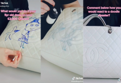 Bimba disegna con un pennarello sulla borsa Chanel da 2300 euro della mamma

