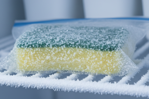 Metti una spugna in freezer: il trucco che ti semplifica la vita