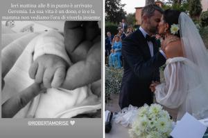 Morise e Bartolini di nuovo genitori: è nato Geremia