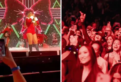 Rihanna canta e balla &ldquo;All I Want for Christmas&rdquo; al live di Carey