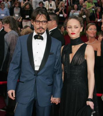 Johnny Depp con l'ex moglie Vanessa Paradis, nel 2005.
