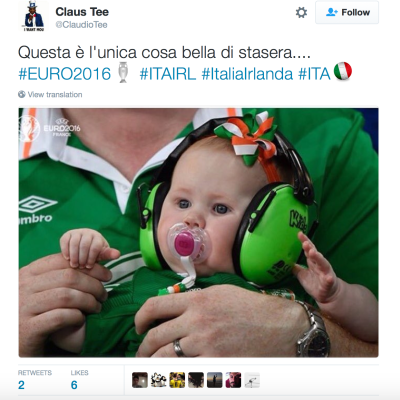 Una tenerissima baby tifosa irlandese