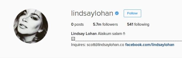 L'account Instagram della Lohan, ora vuoto