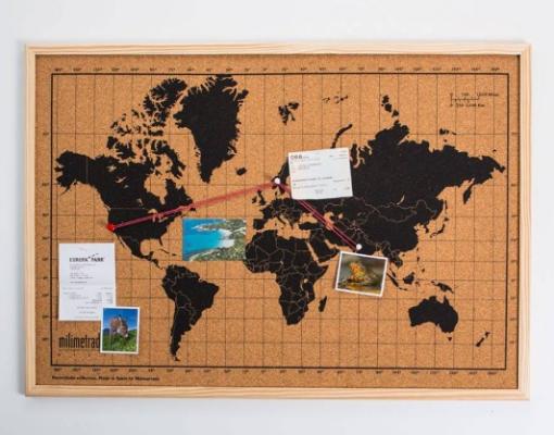 Mappa del mondo in sughero