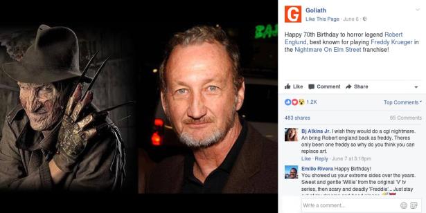 6. Robert Englund – Freddy Krueger,  Nightmare